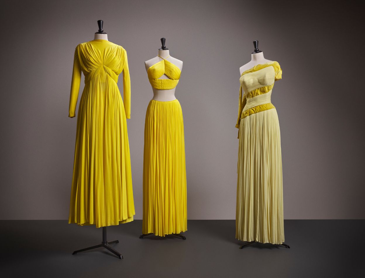 Madame Gres Exhibition of yellow dresses with draping on view in Atlanta