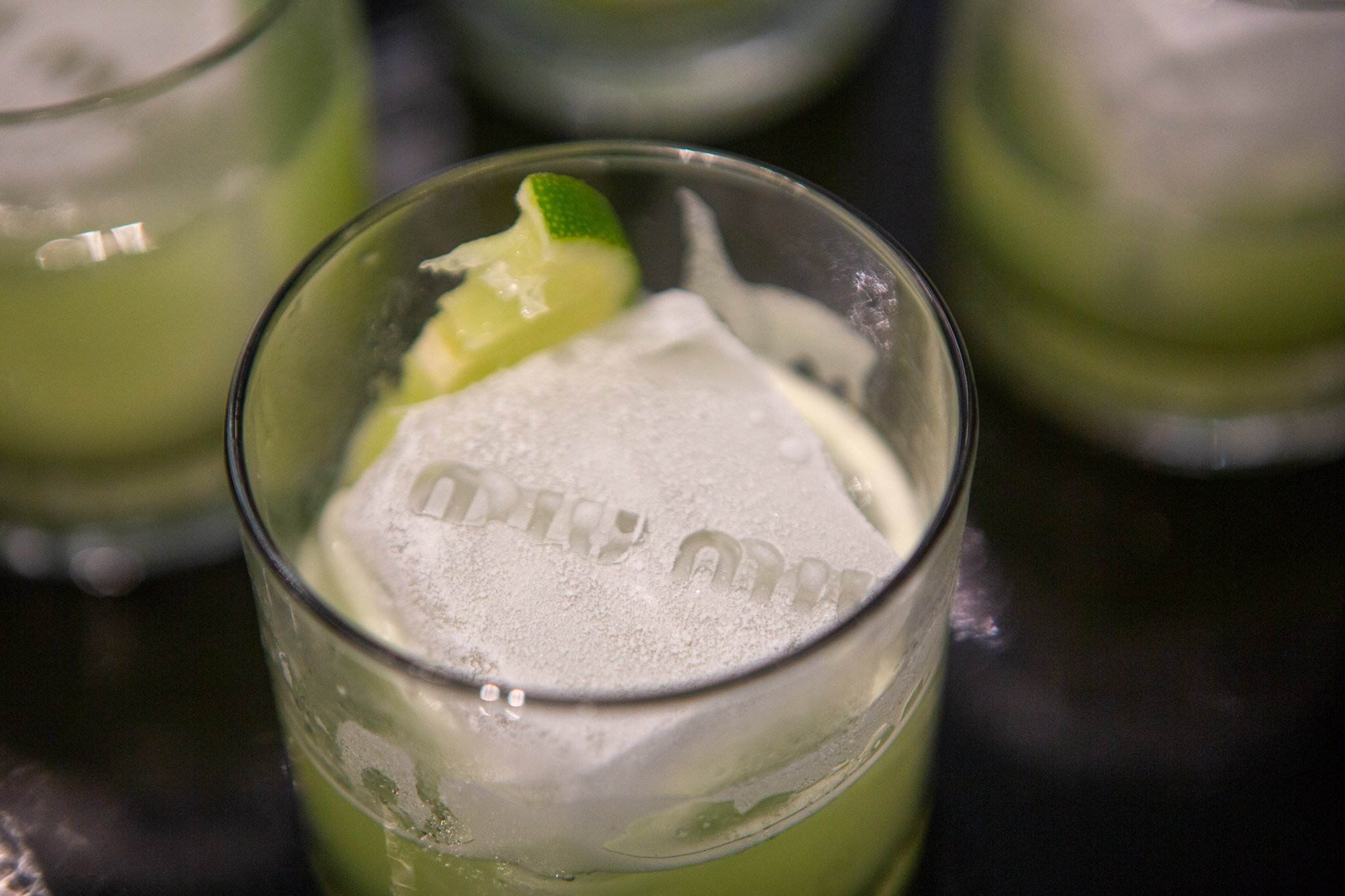 Cucumber cocktails with custom Miu Miu ice cubes