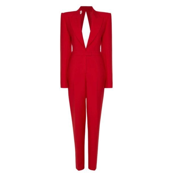 Red tailored suit all-in-one jumpsuit