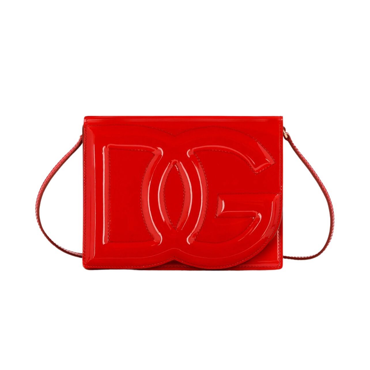 Dolce & Gabbana calfskin leather logo shoulder bag in primary red