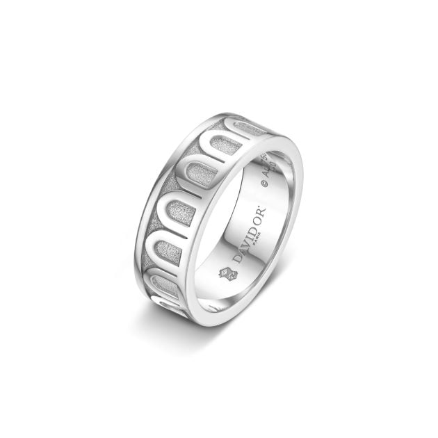 L’Arc de Davidor 18k white gold and satin finish ring