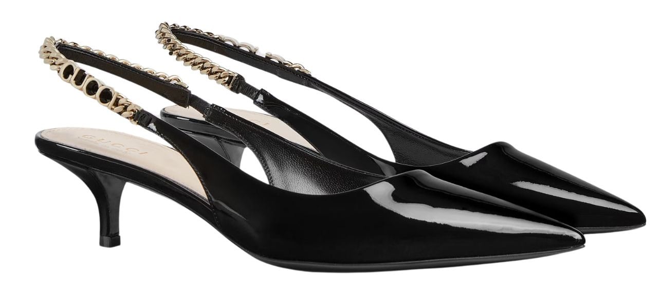 Gucci Signoria slingback pump in black patent leather