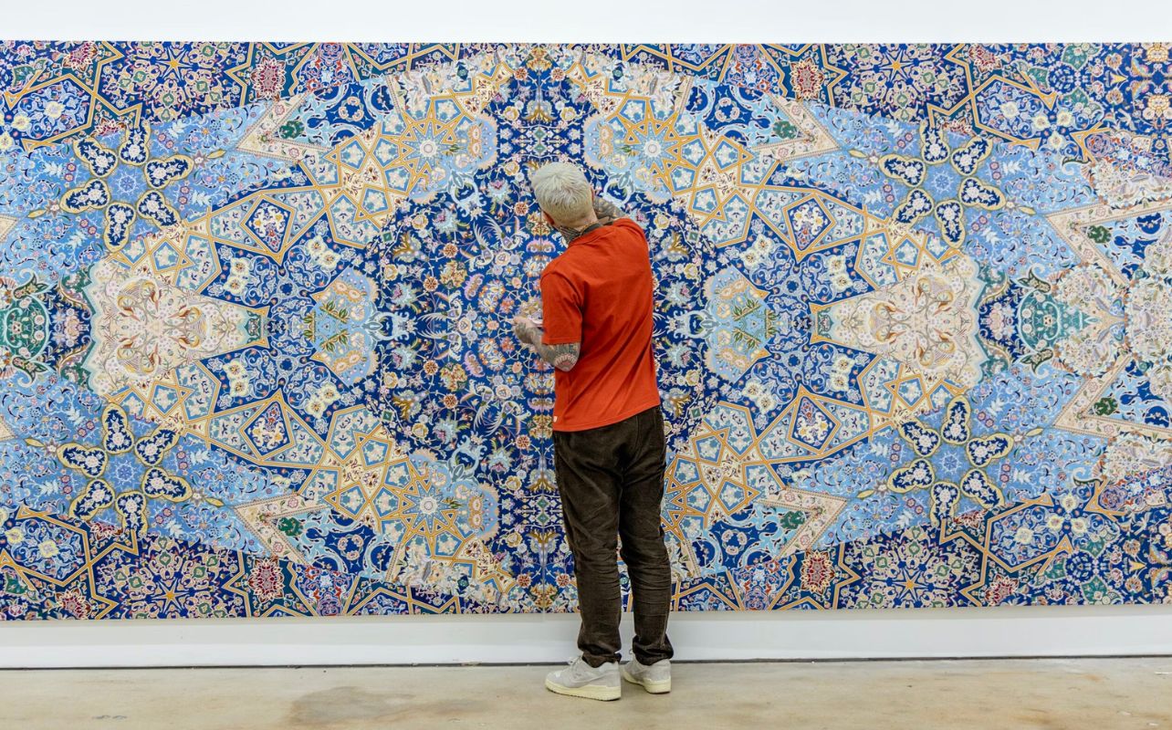 Portrait of Jason Seife working on a piece in studio. Photographed by Lazaro Llanes