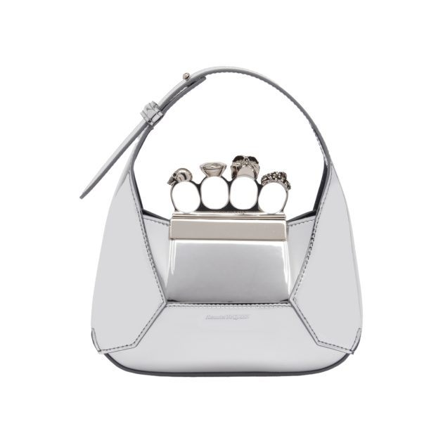 Alexander Mcqueen silver mini hobo handbag