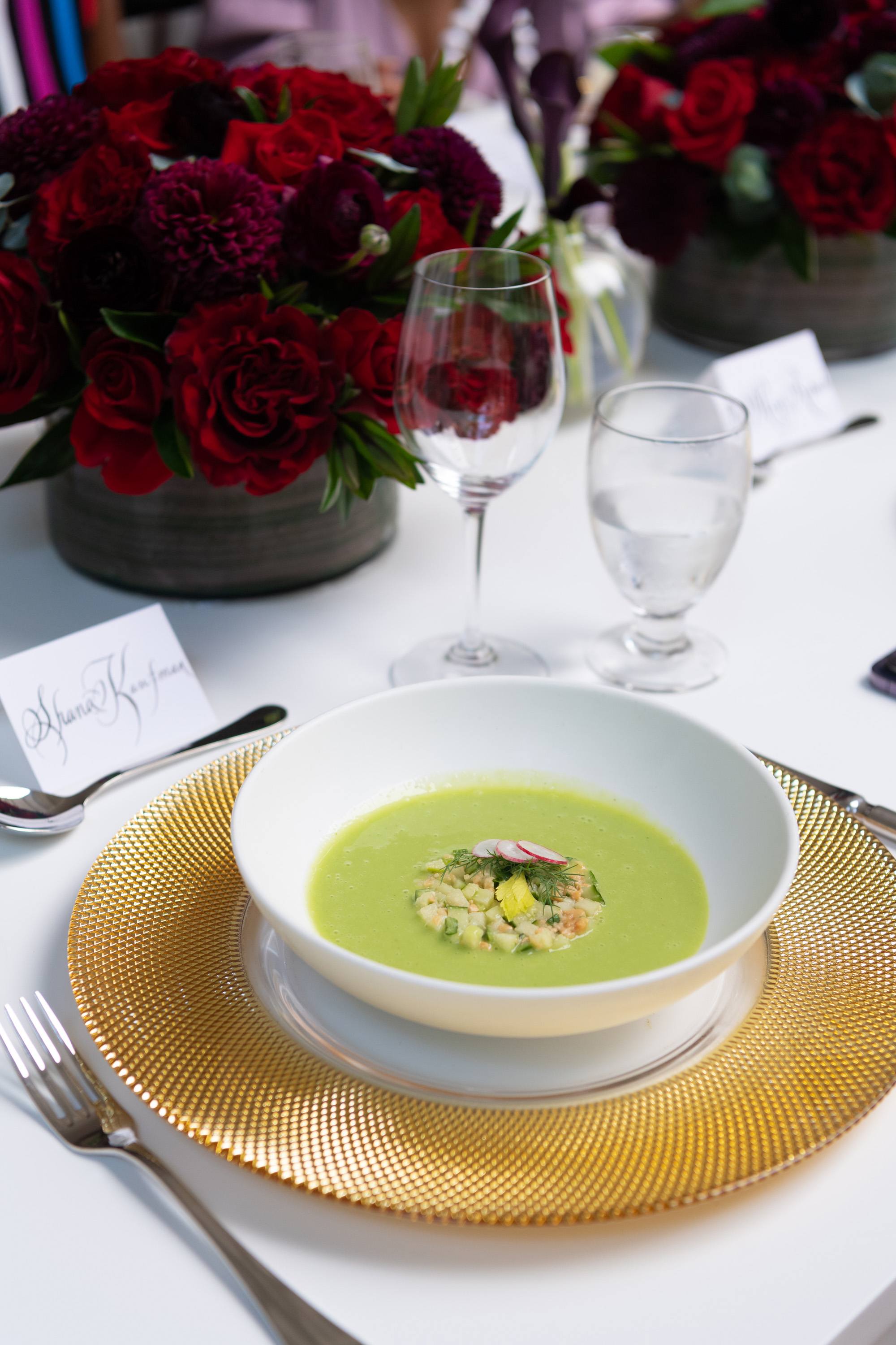 Le Zoo's chilled cucumber soup served at the Bally luncheon