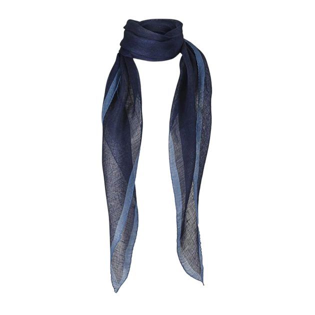 Navy blue finely spun linen scarf