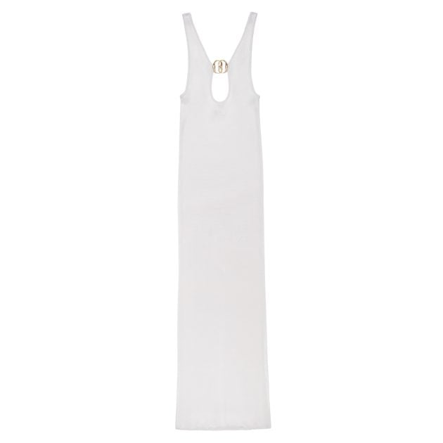 Bally white sleeveless dress with gold hardware details