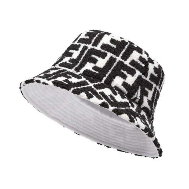 Fendi black and white narrow-brimmed terry bucket hat