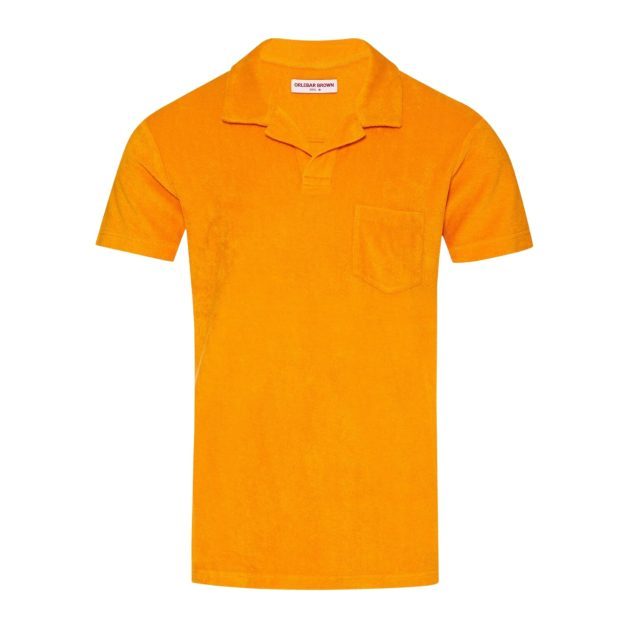 Orlebar Brown orange tailored terry resort polo shirt