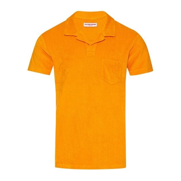 Orlebar Brown orange tailored terry resort polo shirt