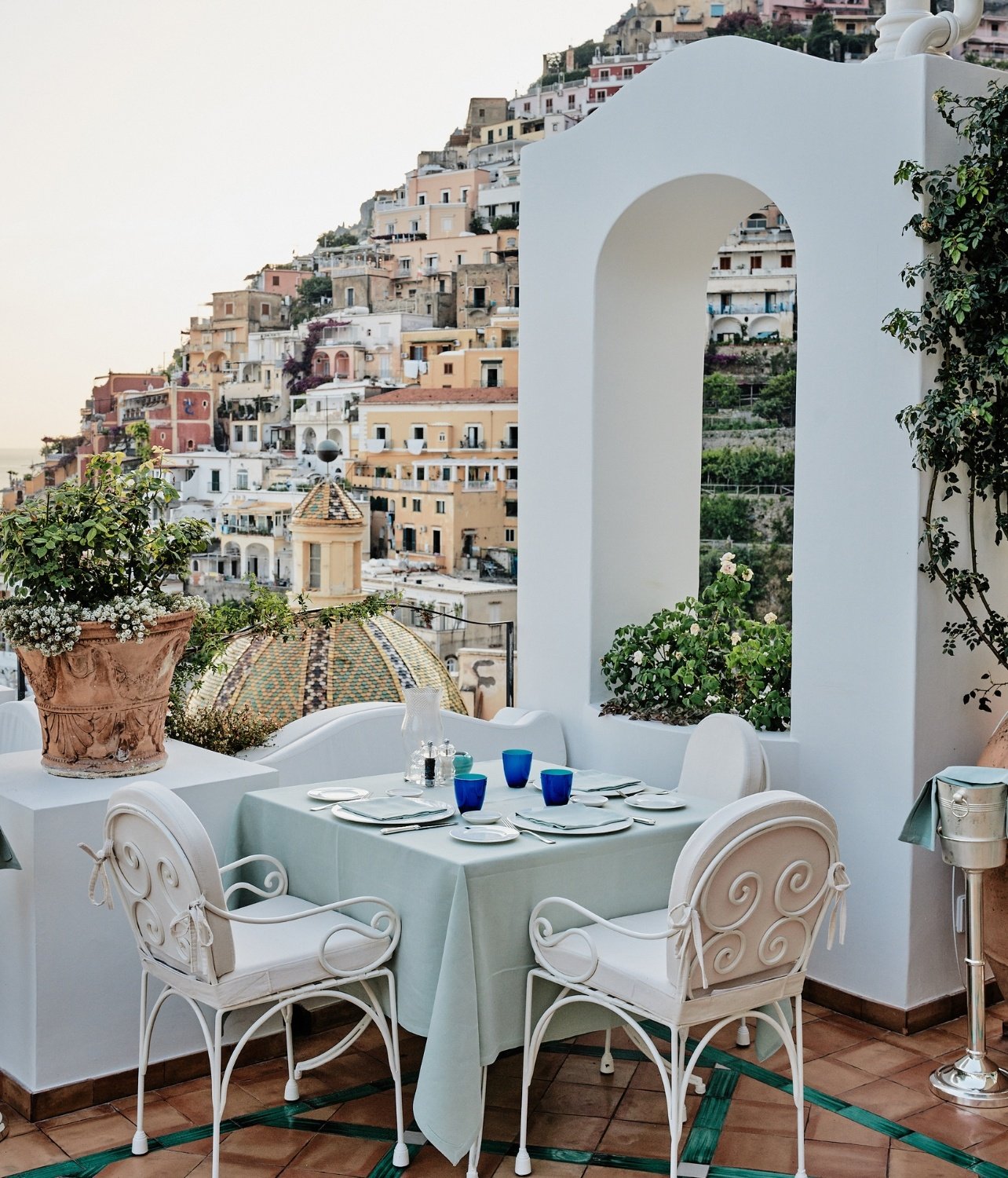 Positano, as viewed from La Sponda restaurant at Le Sirenuse