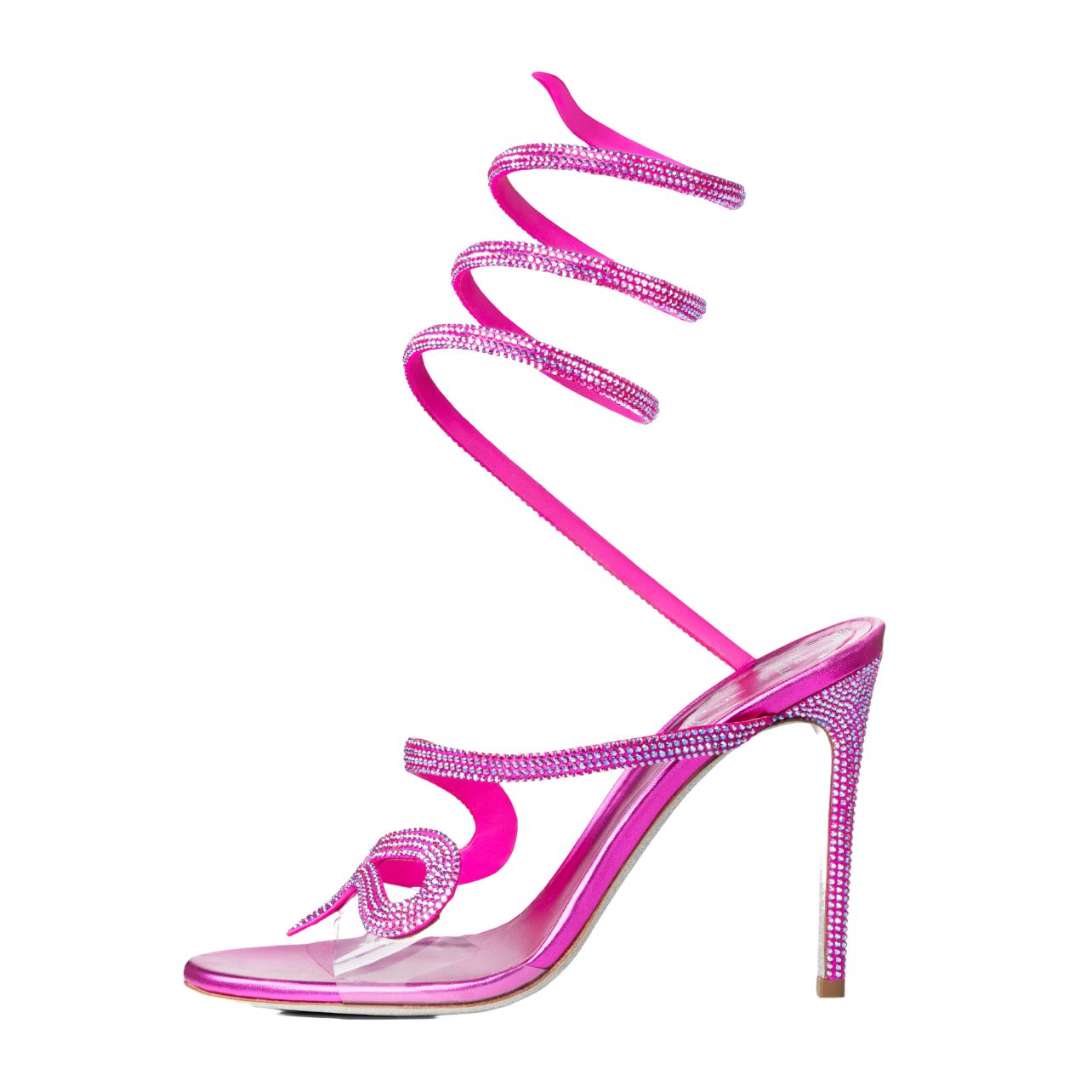 René Caovilla wrap around Cleo sandal with embellished snake in the center