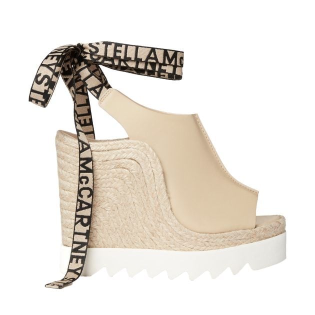 Cream lace up Stella McCartney espadrille wedges