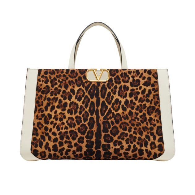 Valentino Escape collection Animalier print tote with faux fur details