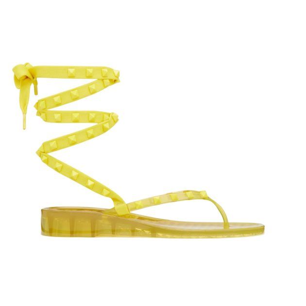 Valentino Escape collection lemon bright-yellow rockstud strappy sandal