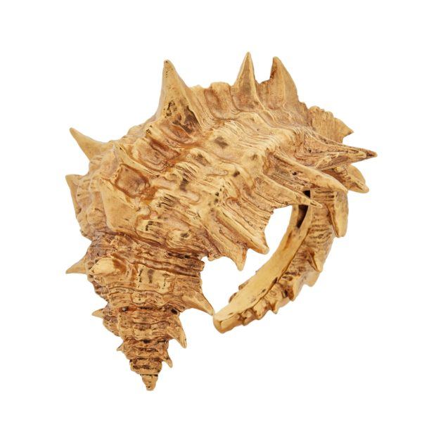 Saint Laurent gold spiky shell cuff
