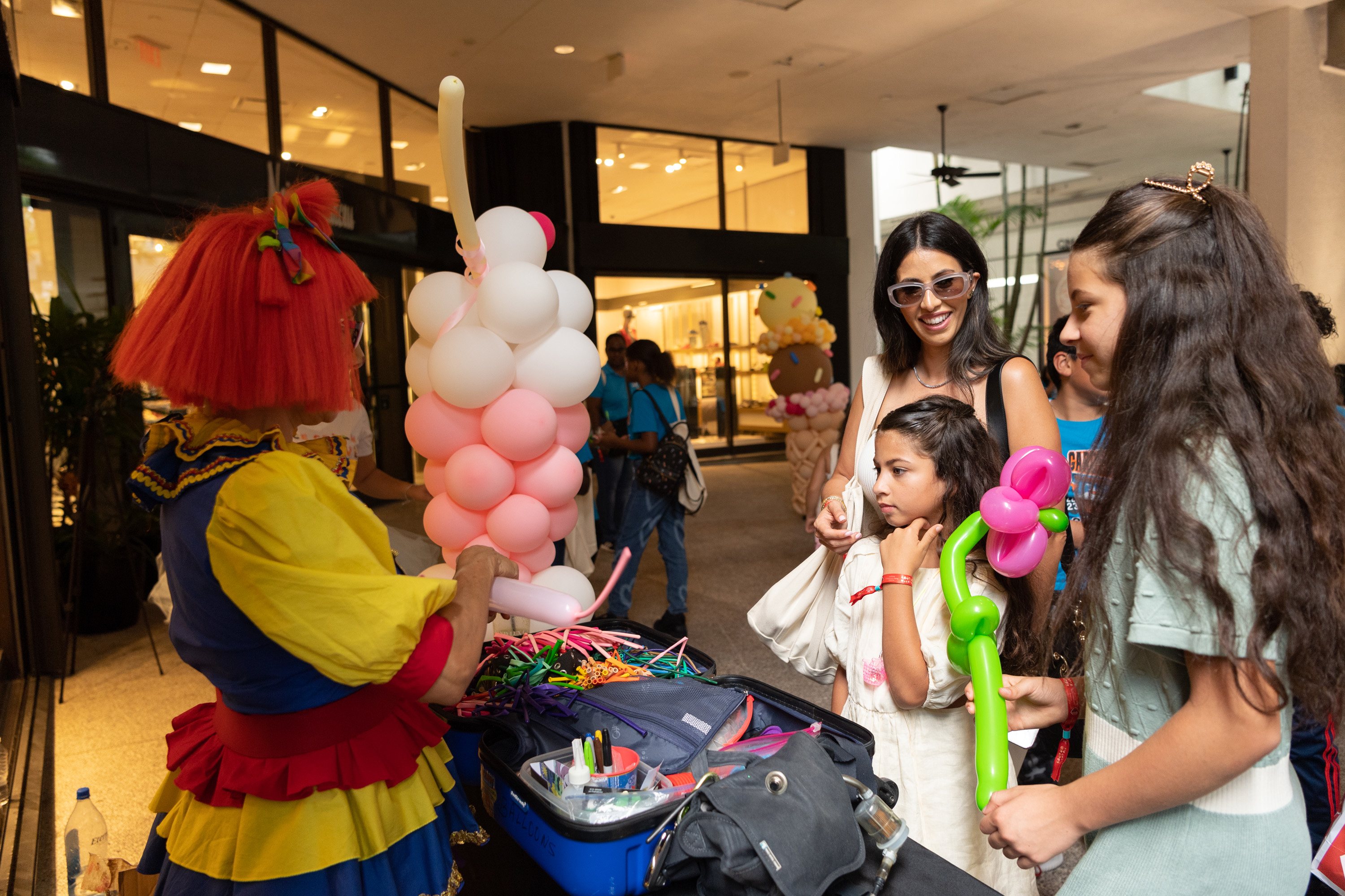 Children in attendance enjoyed custom balloon creations by Oopsy the Clown