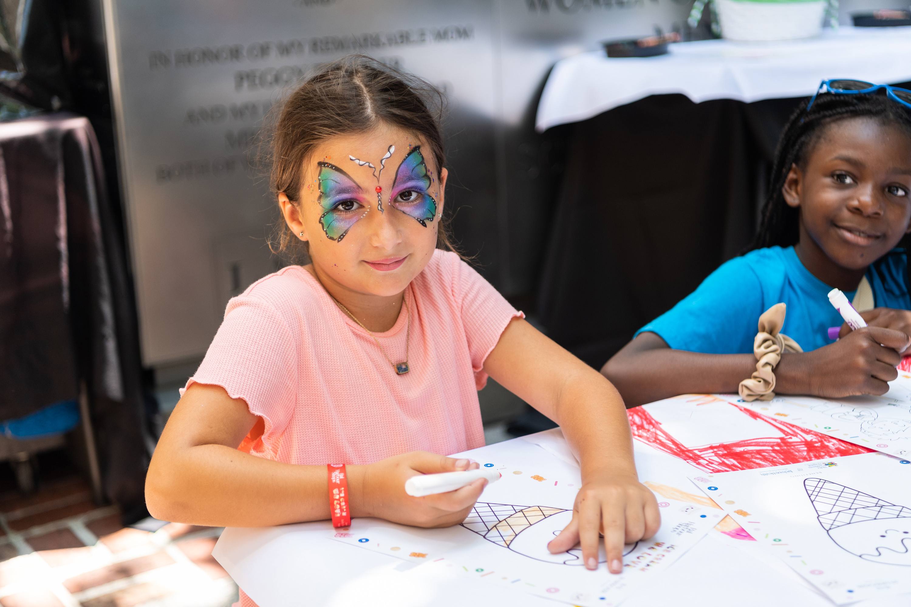 Children in attendance enjoying our ice cream inspired graffiti station