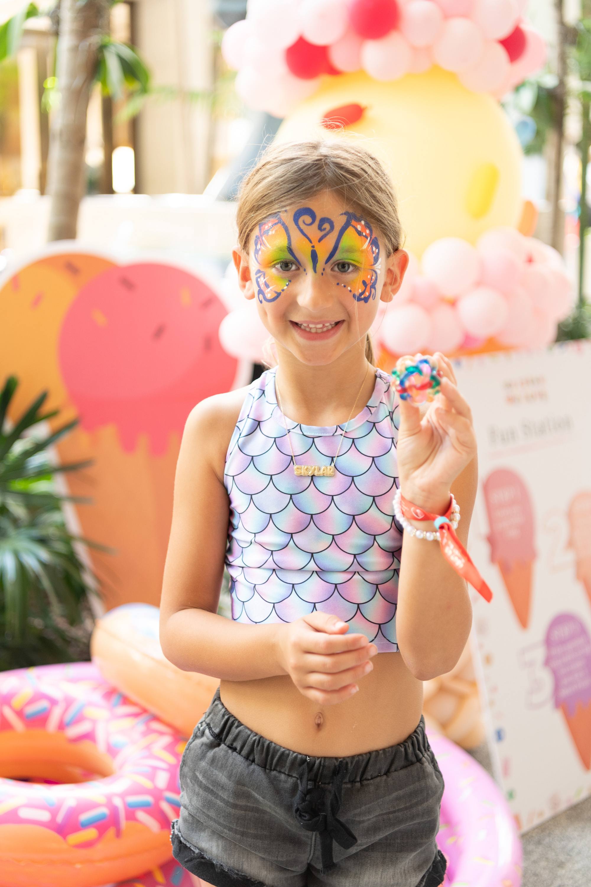 A variety of images showcasing Bal Harbour Shops Ice Cream We Love event, activities for children, and ice cream, paletas, gelato and more served by 18 local Miami vendors