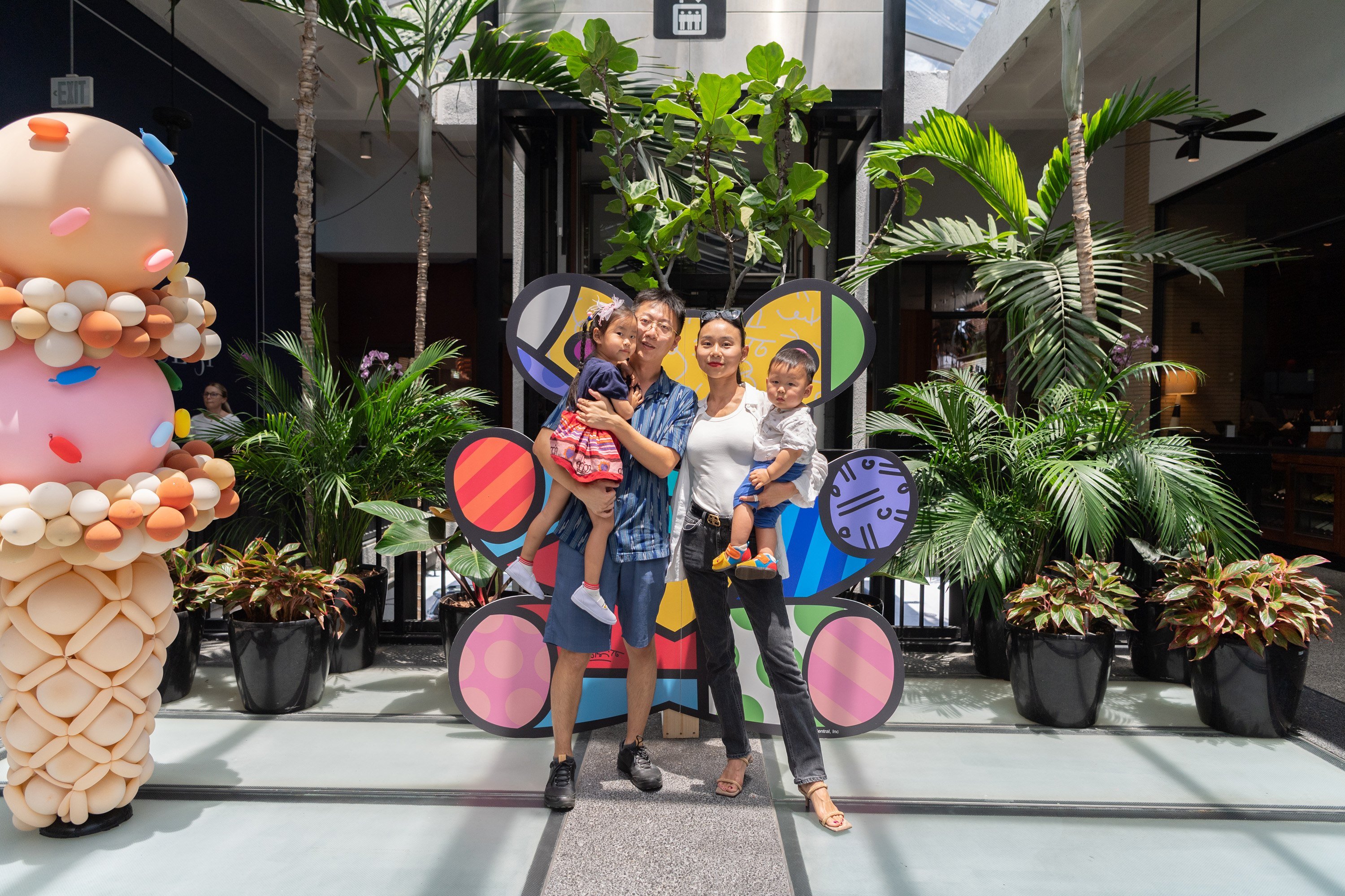 A variety of images showcasing Bal Harbour Shops Ice Cream We Love event, activities for children, and ice cream, paletas, gelato and more served by 18 local Miami vendors