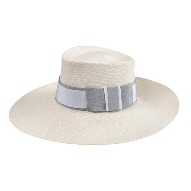 100% Capri hand woven straw brim hat with grosgrain band