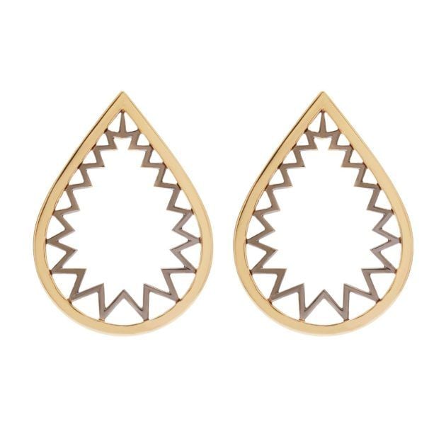 Ara Vartanian large 18k yellow gold earrings with zigzag cutouts