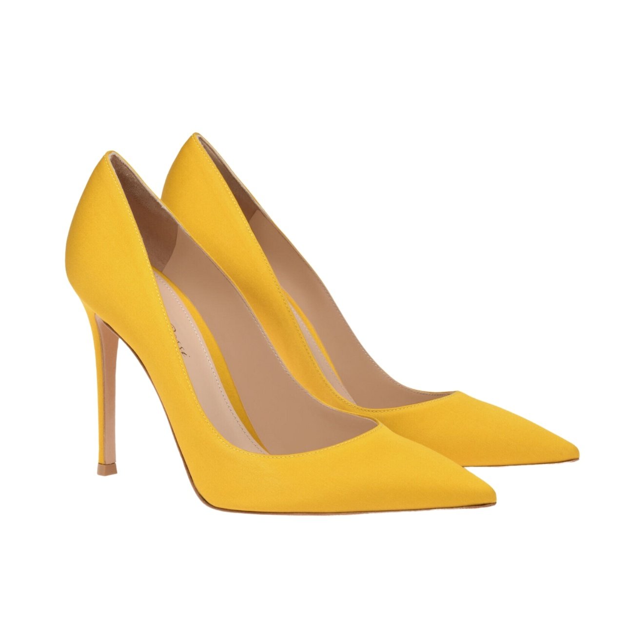 Yellow satin pumps