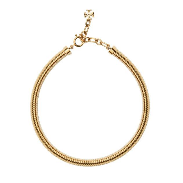 Tory Burch flat gold chain collar necklace