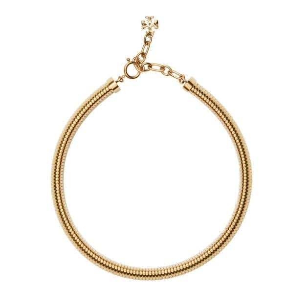 Tory Burch flat gold chain collar necklace