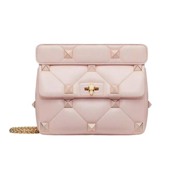 Valentino roman stud shoulder bag with chain and enameled studs