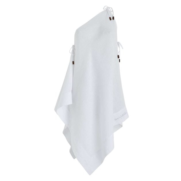 Vilebrequin white linen one-shoulder scarf dress cover-up