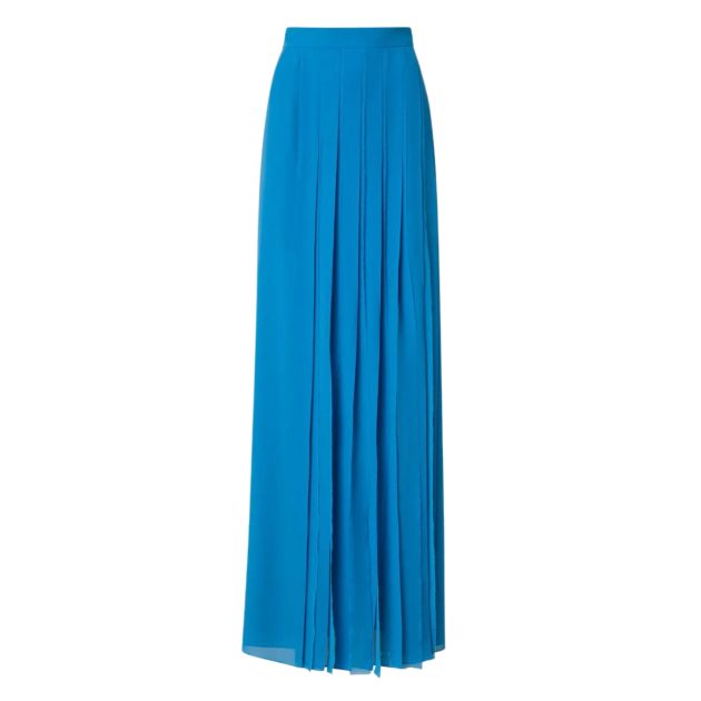 Akris blue silk pleated maxi skirt
