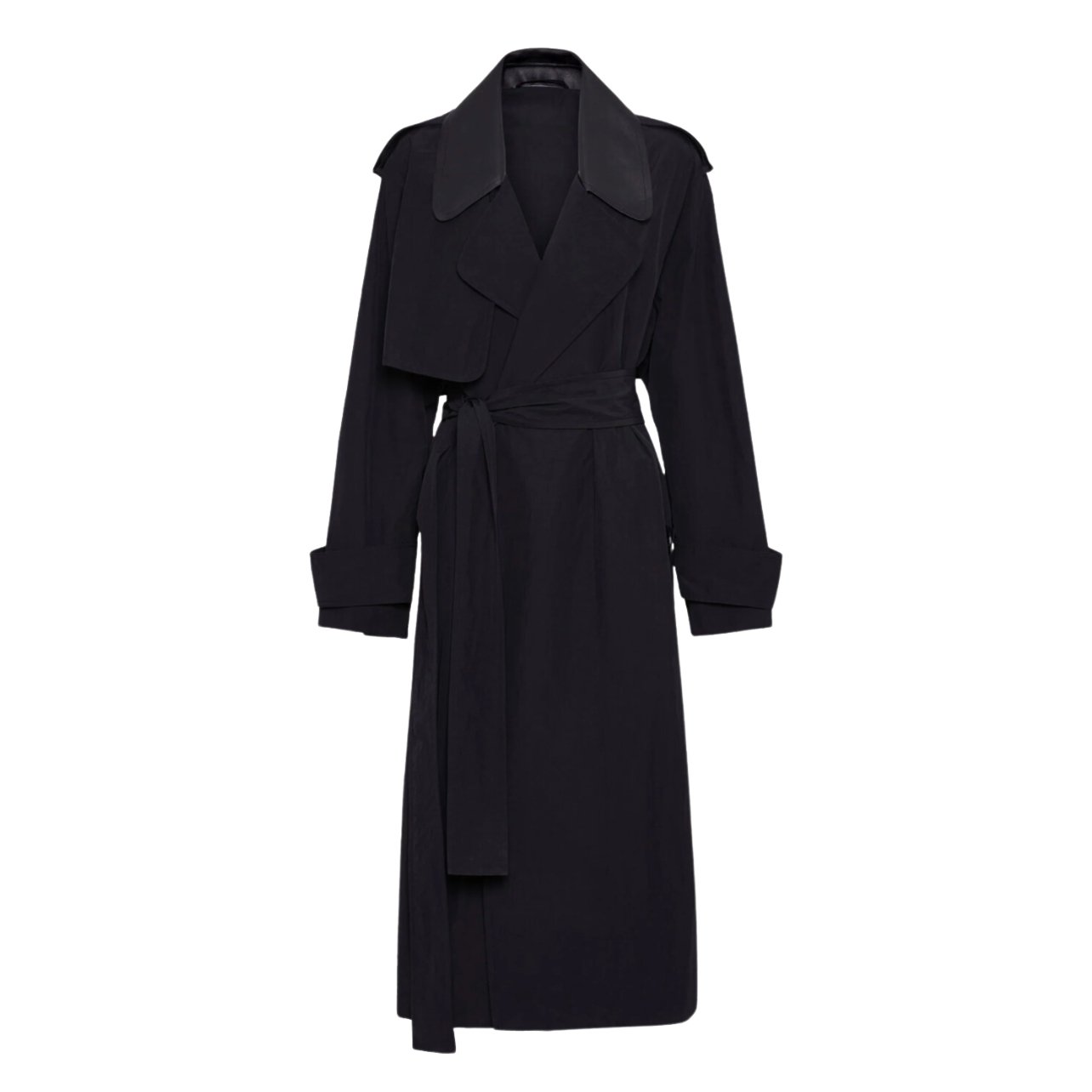 Black Ferragamo technical faille trench coat