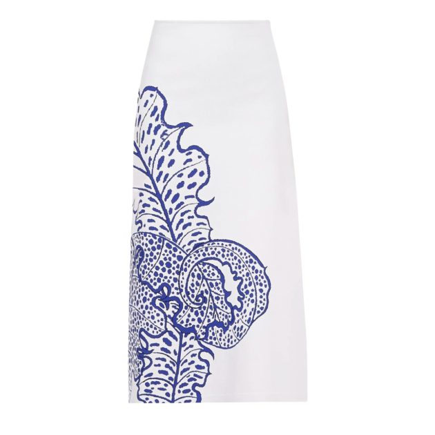 White viscose Ferragamo skirt with blue print