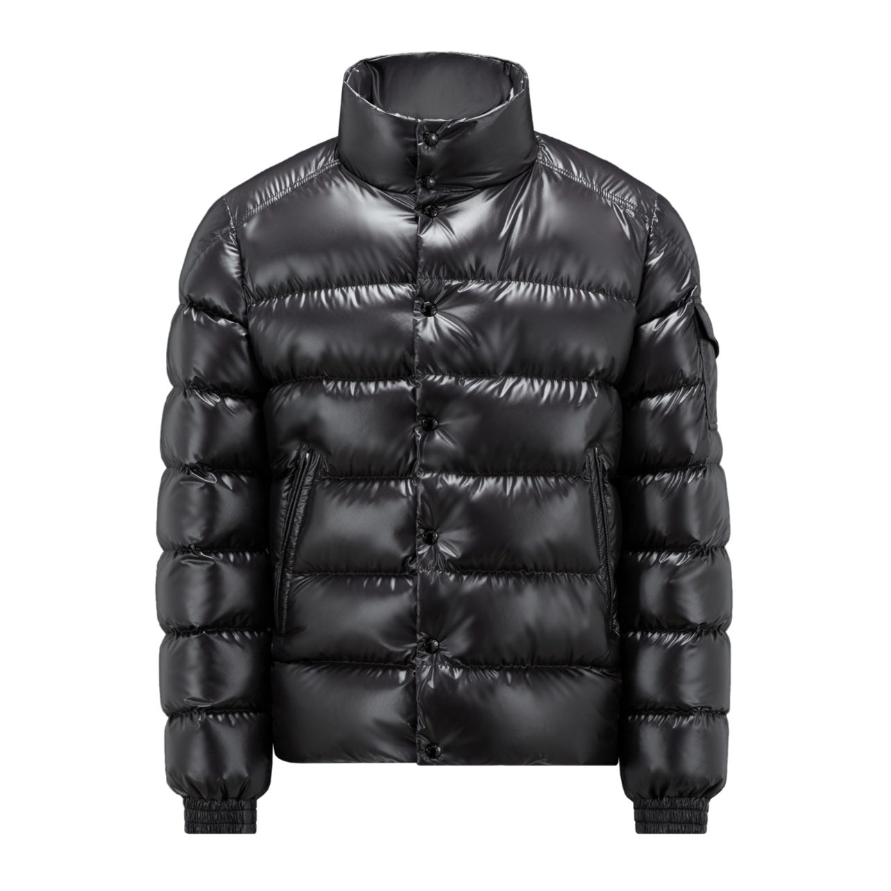Moncler black puffer jacket with zipper pockets