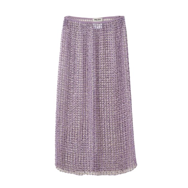 Purple Miu Miu crochet maxi skirt