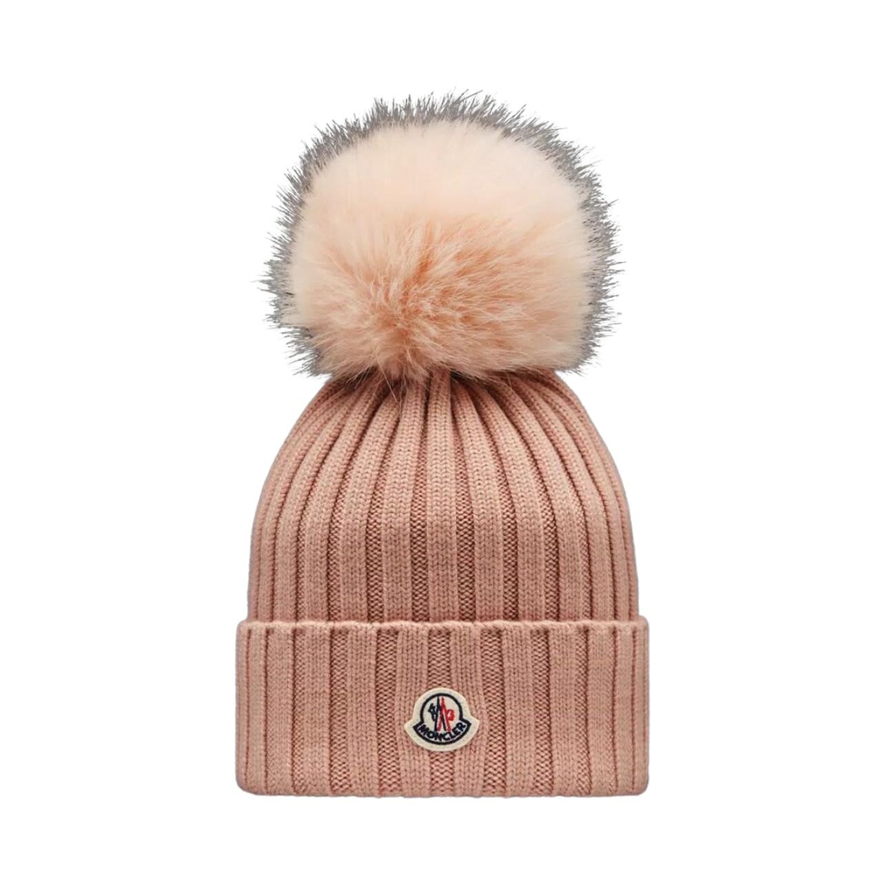 Moncler pink beanie with pompom