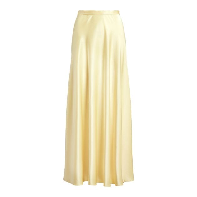 Ralph Lauren pastel yellow satin maxi skirt