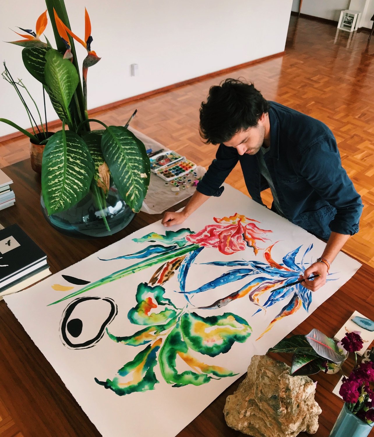 Image of Sebastian Marc Graham working on an art piece