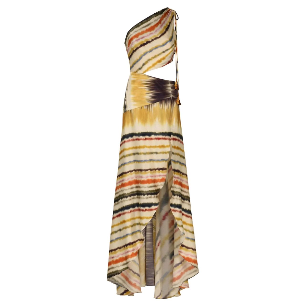 Silvia Tcherassi cut out maxi dress in multicolor hazy stripe print