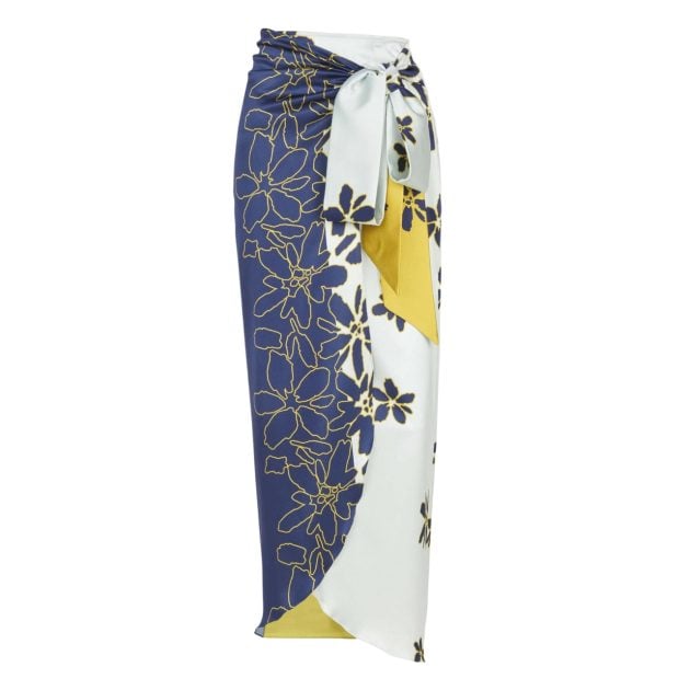 Silvia Tcherassi wrap effect midi skirt in blue citrine floral print