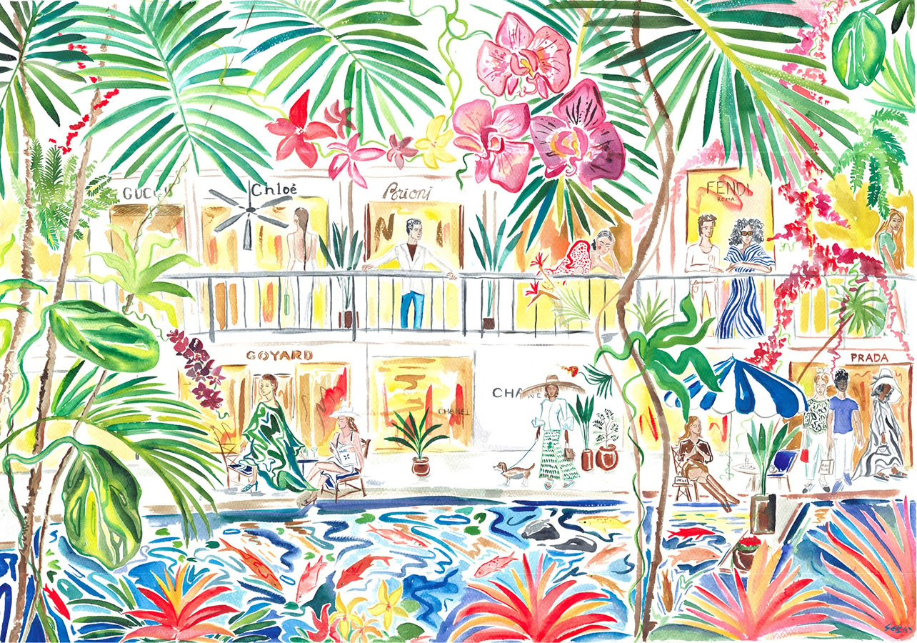 Illustration created by Sebastian Marc Graham for the 2023 Bal Harbour Shops Creative Challenge