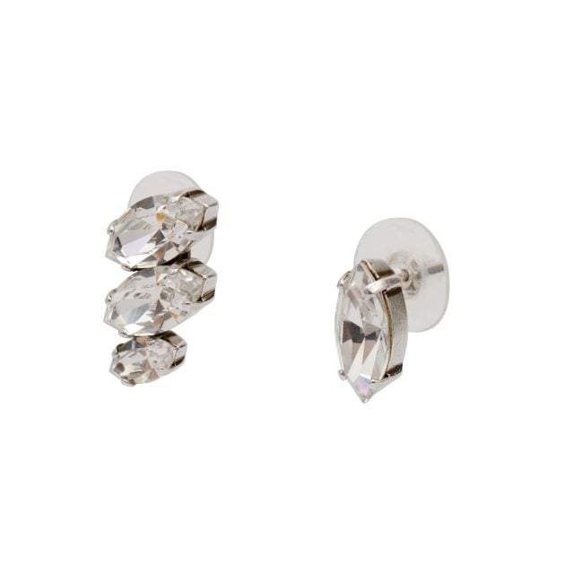 Isabel Marant silver and white stone asymmetrical studd earrings