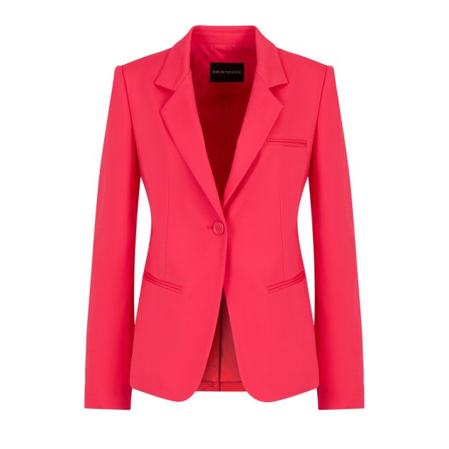 Armani single-breasted cotton blend blazer in Coral