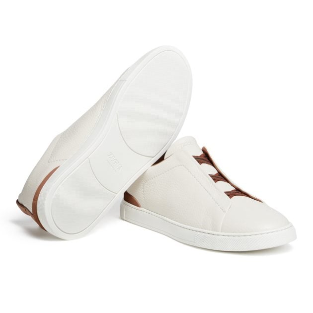 Zegna off-white deer skin Triple Stitch™ sneakers