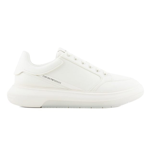 Armani white leather sneakers with side logo