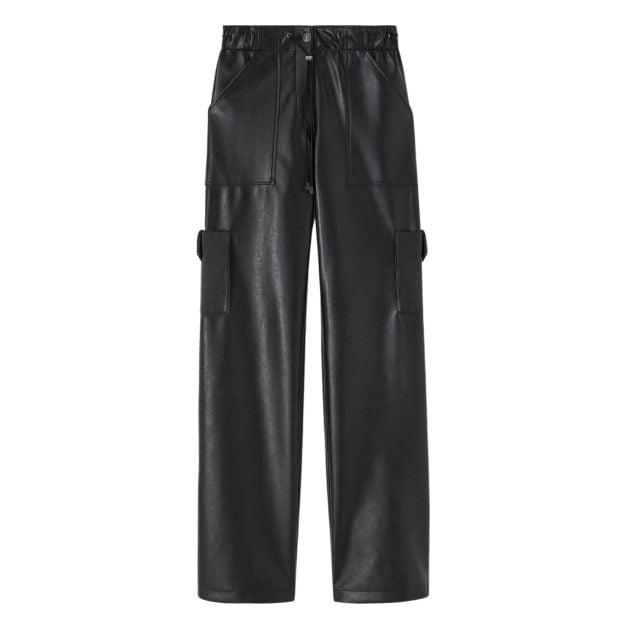 Black Ermanno Scervino faux leather cargo trousers