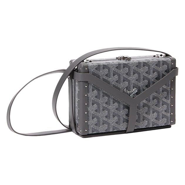 Goyard print grey Minaudière bag with long strap