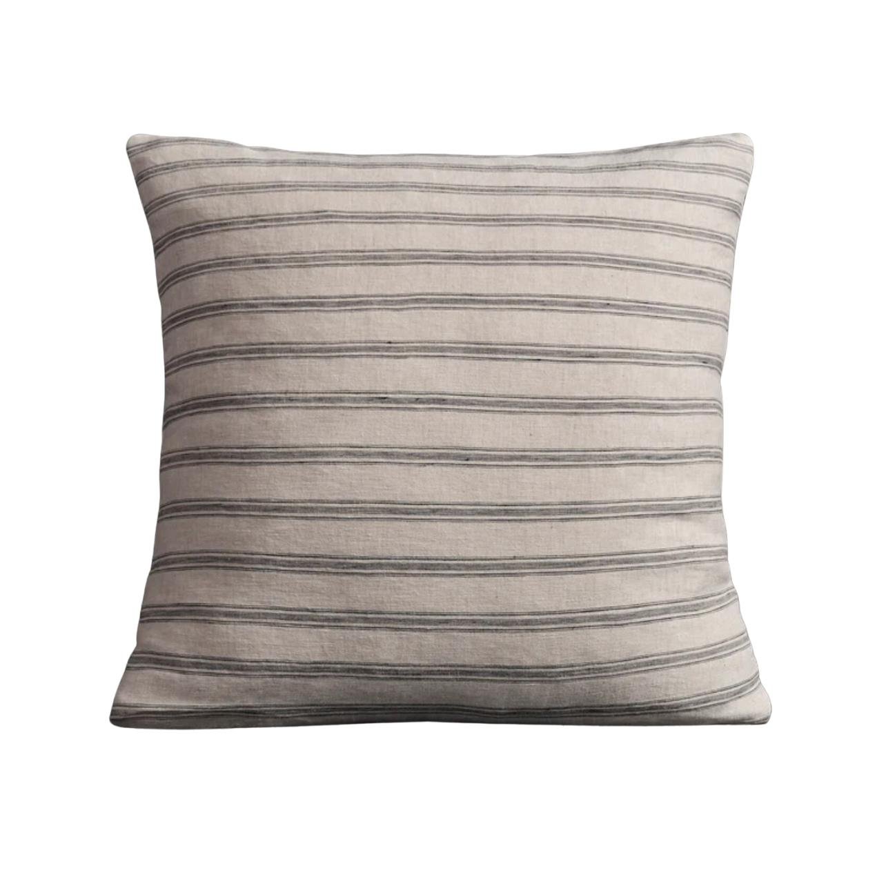 James Perse striped throw pillow with a piping stripe design