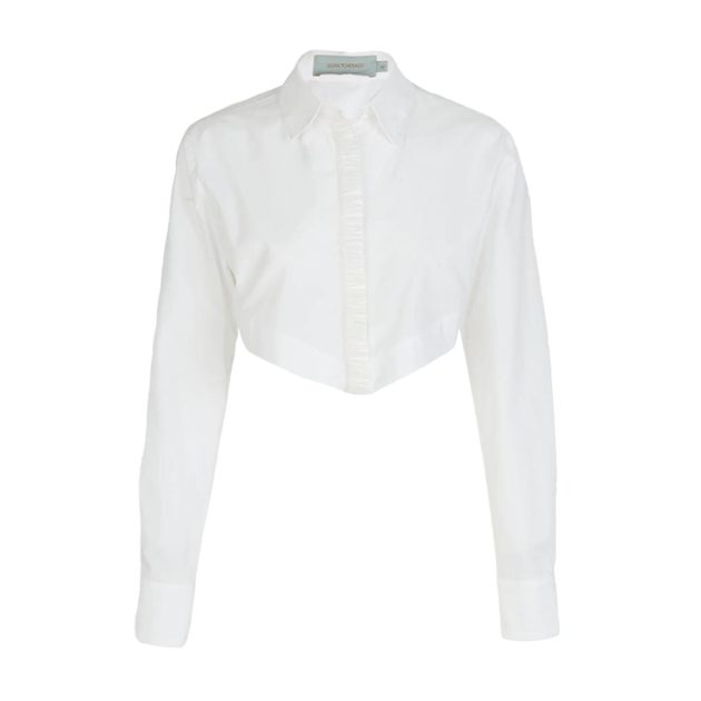 Silvia Tcherassi white cropped cotton button down blouse